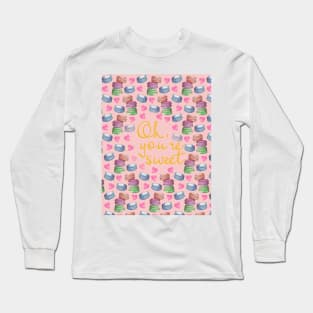 Oh Youre Sweet Macaron Dreams Watercolour Gold Long Sleeve T-Shirt